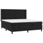 vidaXL Κρεβάτι Boxspring με Στρώμα & LED Μαύρο 180x200 εκ. Βελούδινο