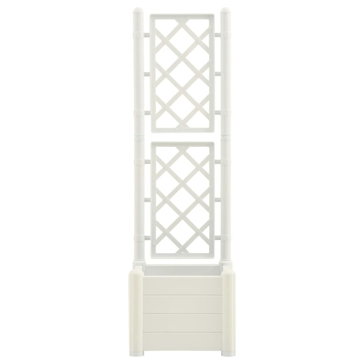 vidaXL Ζαρντινιέρα Κήπου με Καφασωτό Λευκή 43x43x142 εκ Πολυπροπυλένιο