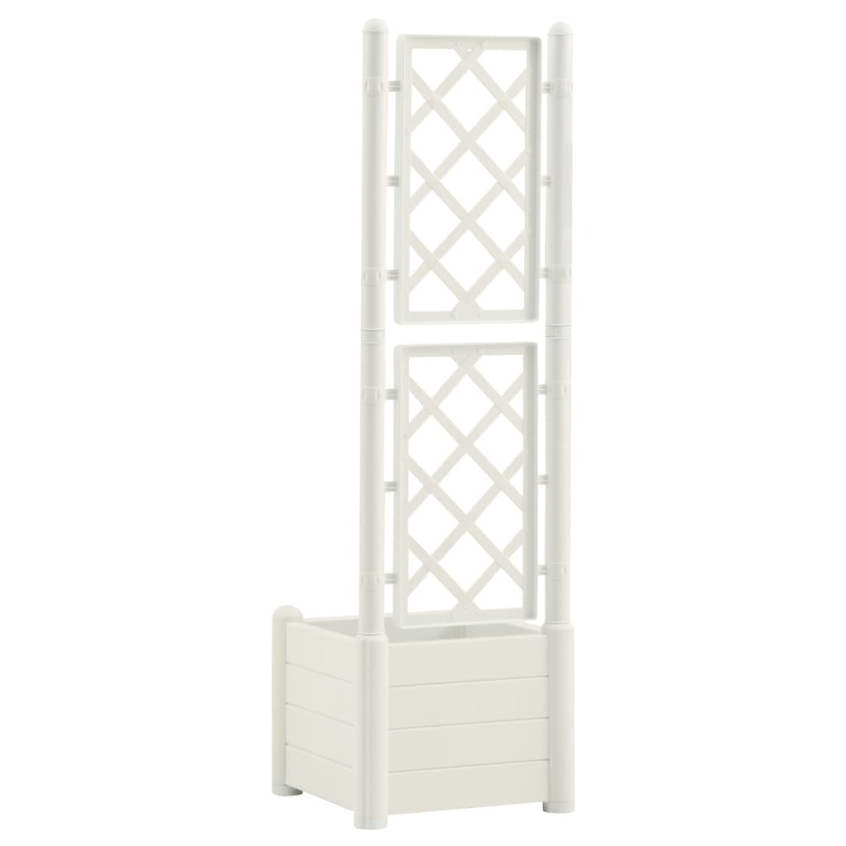 vidaXL Ζαρντινιέρα Κήπου με Καφασωτό Λευκή 43x43x142 εκ Πολυπροπυλένιο