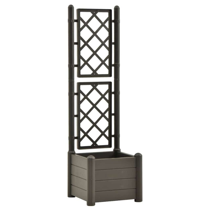 vidaXL Ζαρντινιέρα Κήπου Καφασωτό Ανθρακί 43x43x142 εκ Πολυπροπυλένιο