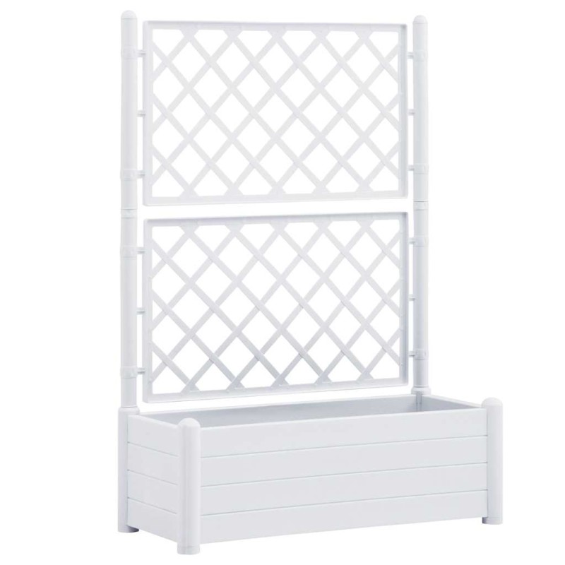 vidaXL Ζαρντινιέρα Κήπου με Καφασωτό Λευκή 100 x 43 x 142 εκ. από PP