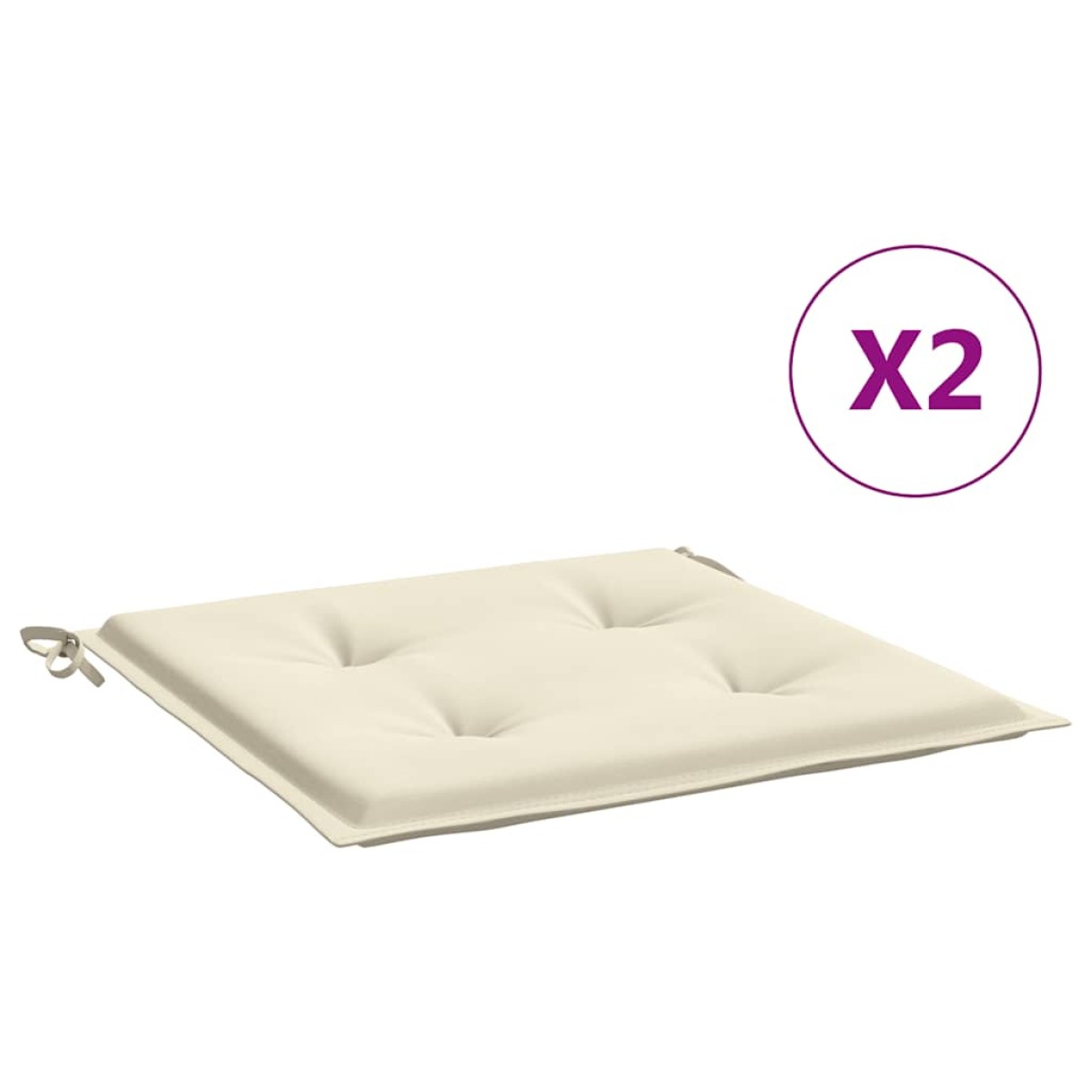 vidaXL Μαξιλάρια Καρέκλας Κήπου 2 τεμ. Κρεμ 40x40x3 εκ. Υφασμάτινα