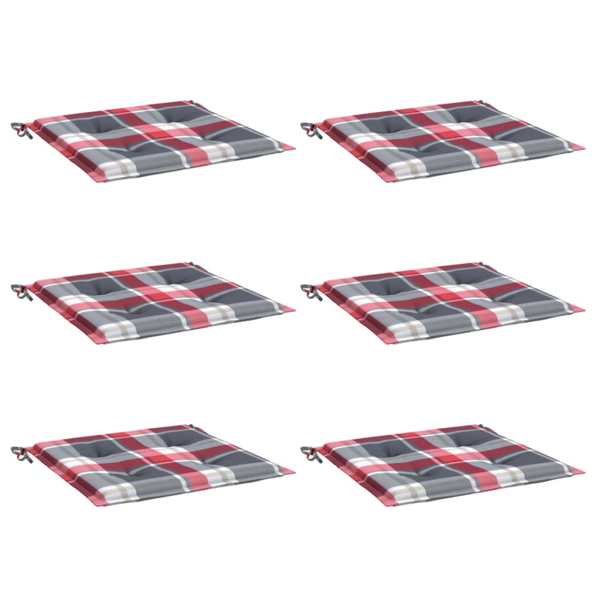 vidaXL Μαξιλάρια Καρέκλας 6τεμ Κόκκινο Καρό 40x40x3εκ. Ύφασμα Oxford