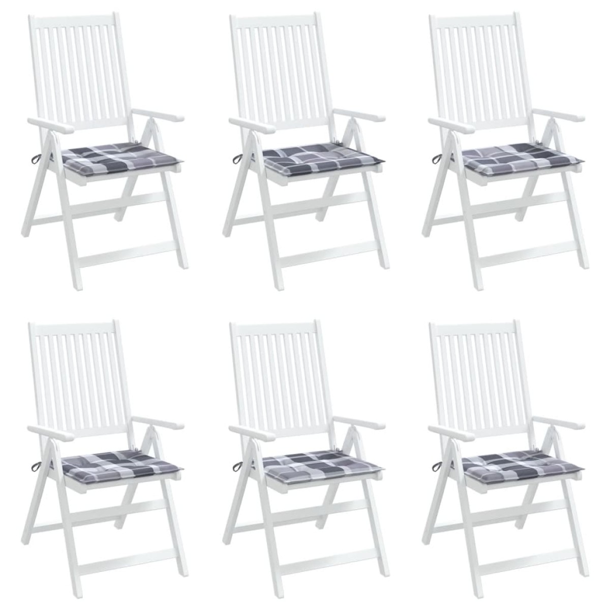vidaXL Μαξιλάρια Καρέκλας 6τεμ Γκρι Καρό 40x40x3εκ. Ύφασμα Oxford