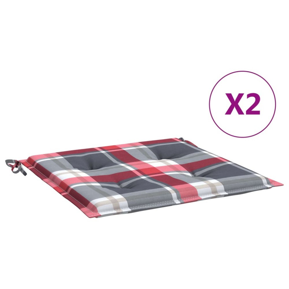 vidaXL Μαξιλάρια Καρέκλας 2 τεμ Κόκκινο Καρό 50x50x4 εκ. Ύφασμα Oxford
