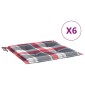 vidaXL Μαξιλάρια Καρέκλας 6τεμ Κόκκινο Καρό 50x50x3εκ. Ύφασμα Oxford