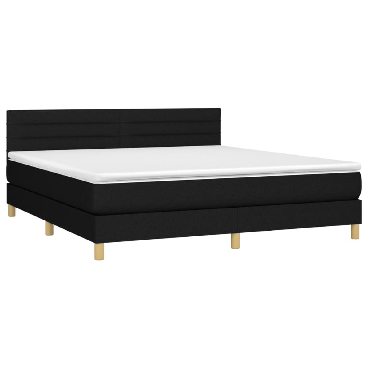 vidaXL Κρεβάτι Boxspring με Στρώμα Μαύρο 180x200 εκ. Υφασμάτινο