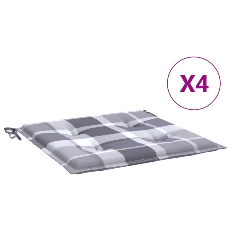 vidaXL Μαξιλάρια Καρέκλας 4τεμ Γκρι Καρό 50x50x4εκ. Ύφασμα Oxford