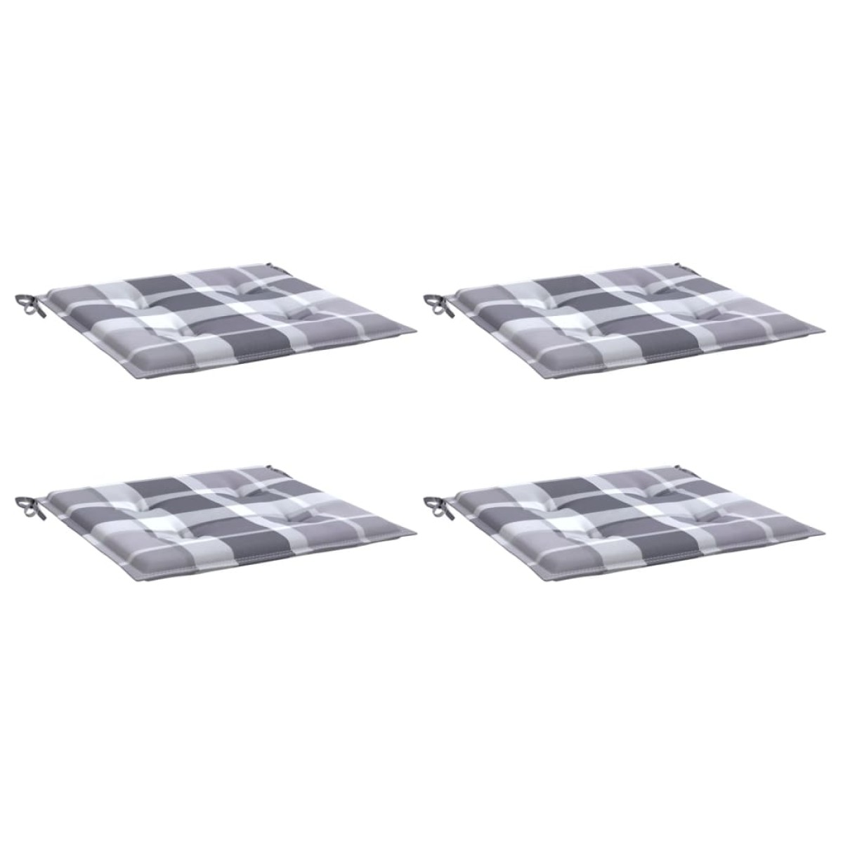 vidaXL Μαξιλάρια Καρέκλας 4τεμ Γκρι Καρό 50x50x3εκ. Ύφασμα Oxford