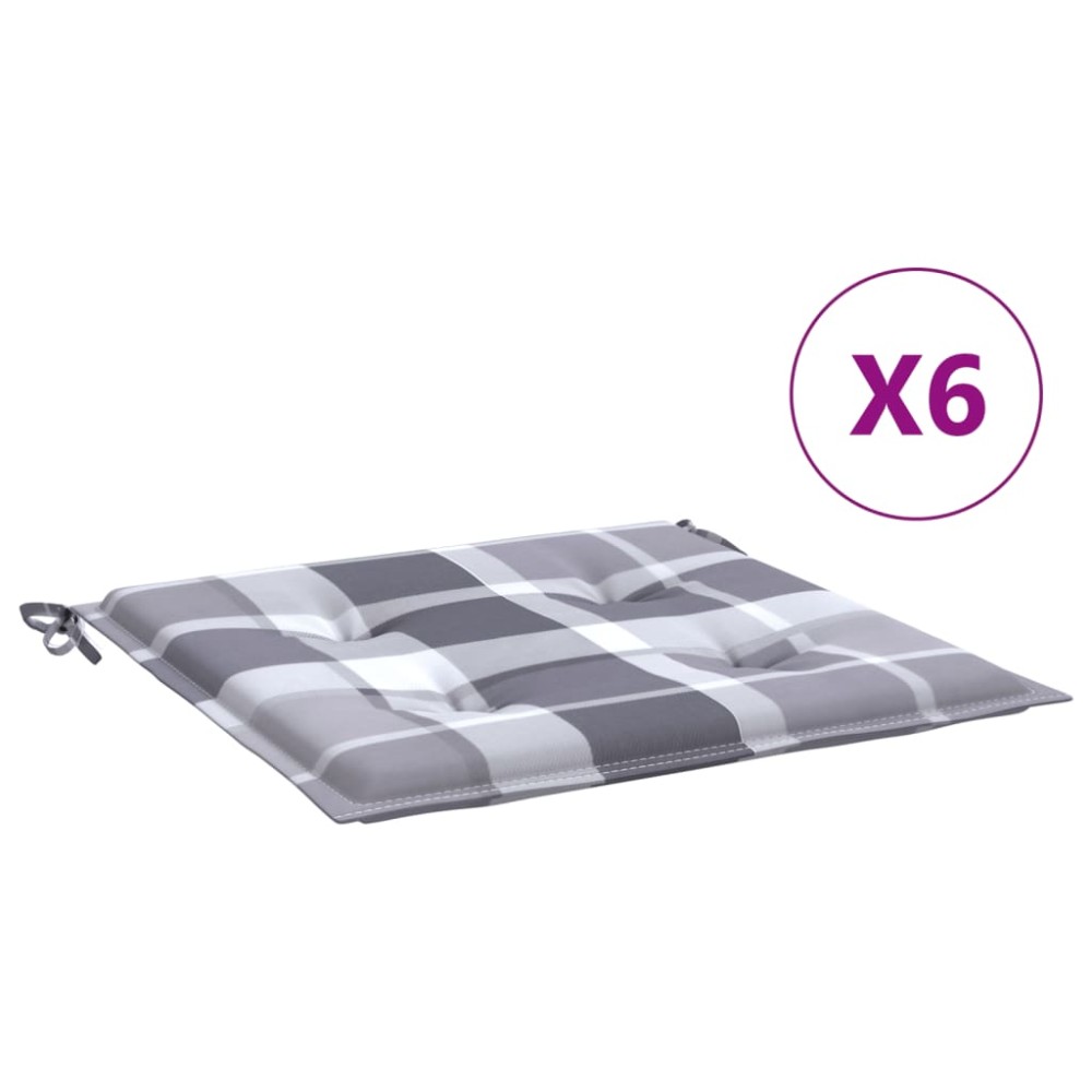 vidaXL Μαξιλάρια Καρέκλας 6τεμ Γκρι Καρό 50x50x4εκ. Ύφασμα Oxford