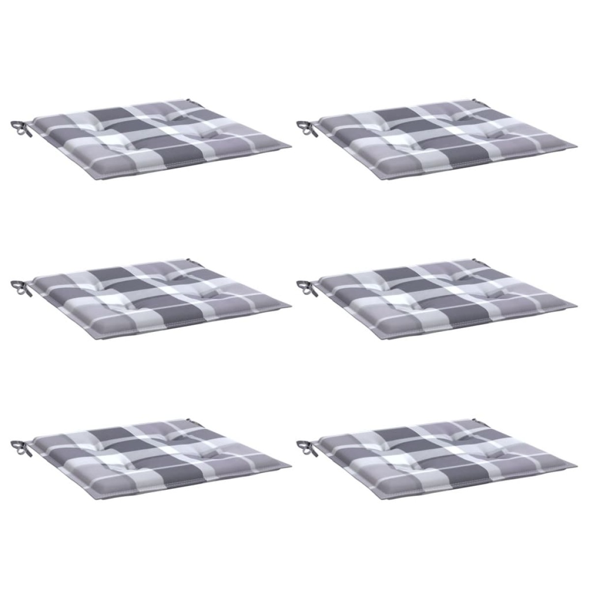 vidaXL Μαξιλάρια Καρέκλας 6τεμ Γκρι Καρό 50x50x3εκ. Ύφασμα Oxford