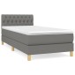 vidaXL Κρεβάτι Boxspring με Στρώμα Σκούρο Γκρι 90x190 εκ. Υφασμάτινο