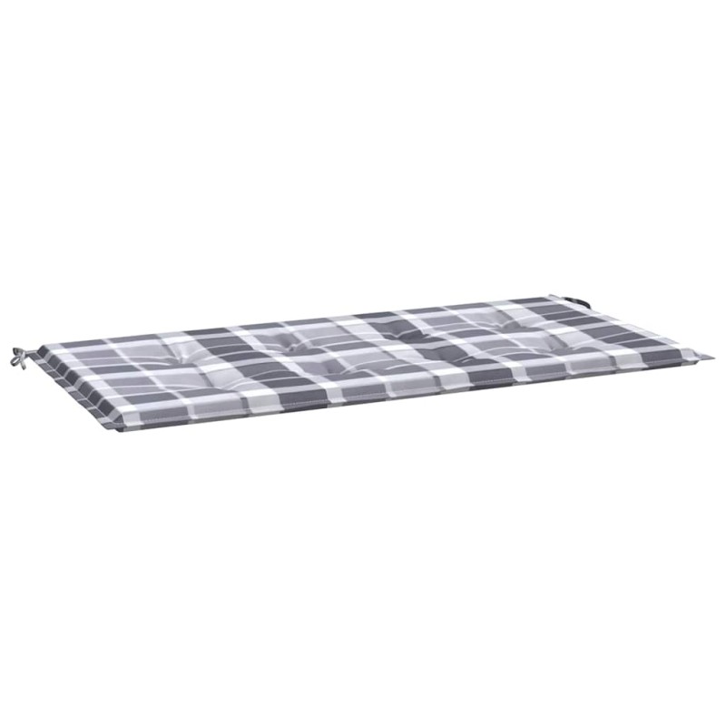 vidaXL Μαξιλάρι για Παγκάκι Κήπου Γκρι Καρό 120x50x3 εκ. Υφασμάτινο