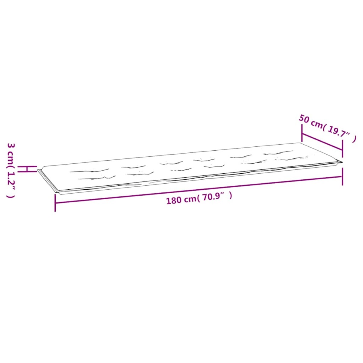 vidaXL Μαξιλάρι Πάγκου Κήπου Αν. Πράσινο 180x50x3 εκ. Ύφασμα Oxford