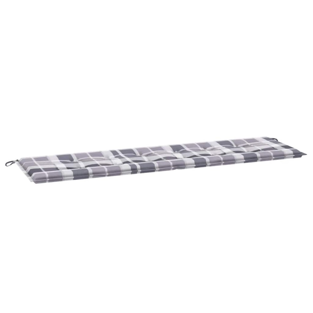 vidaXL Μαξιλάρι για Παγκάκι Κήπου Γκρι Καρό 180x50x3 εκ. Υφασμάτινο