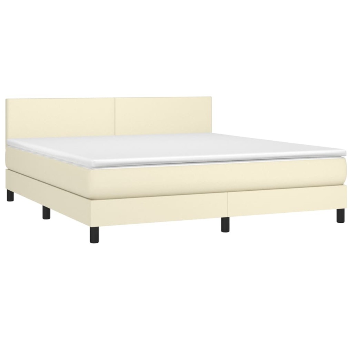 vidaXL Κρεβάτι Boxspring με Στρώμα Κρεμ 160x200εκ. από Συνθετικό Δέρμα
