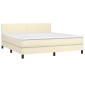 vidaXL Κρεβάτι Boxspring με Στρώμα Κρεμ 160x200εκ. από Συνθετικό Δέρμα