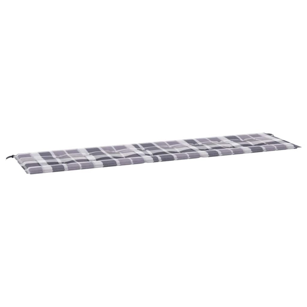 vidaXL Μαξιλάρι για Παγκάκι Κήπου Γκρι Καρό 200x50x3 εκ. Υφασμάτινο