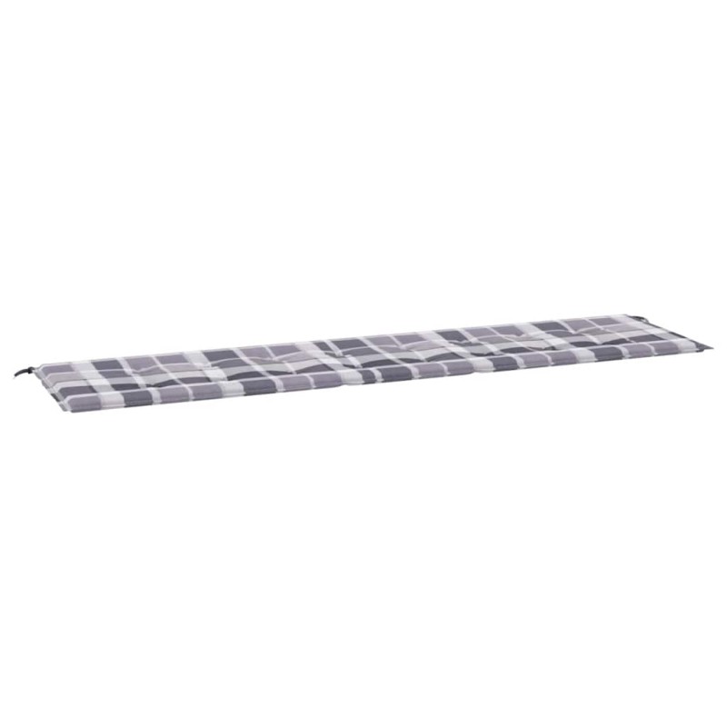 vidaXL Μαξιλάρι για Παγκάκι Κήπου Γκρι Καρό 200x50x3 εκ. Υφασμάτινο