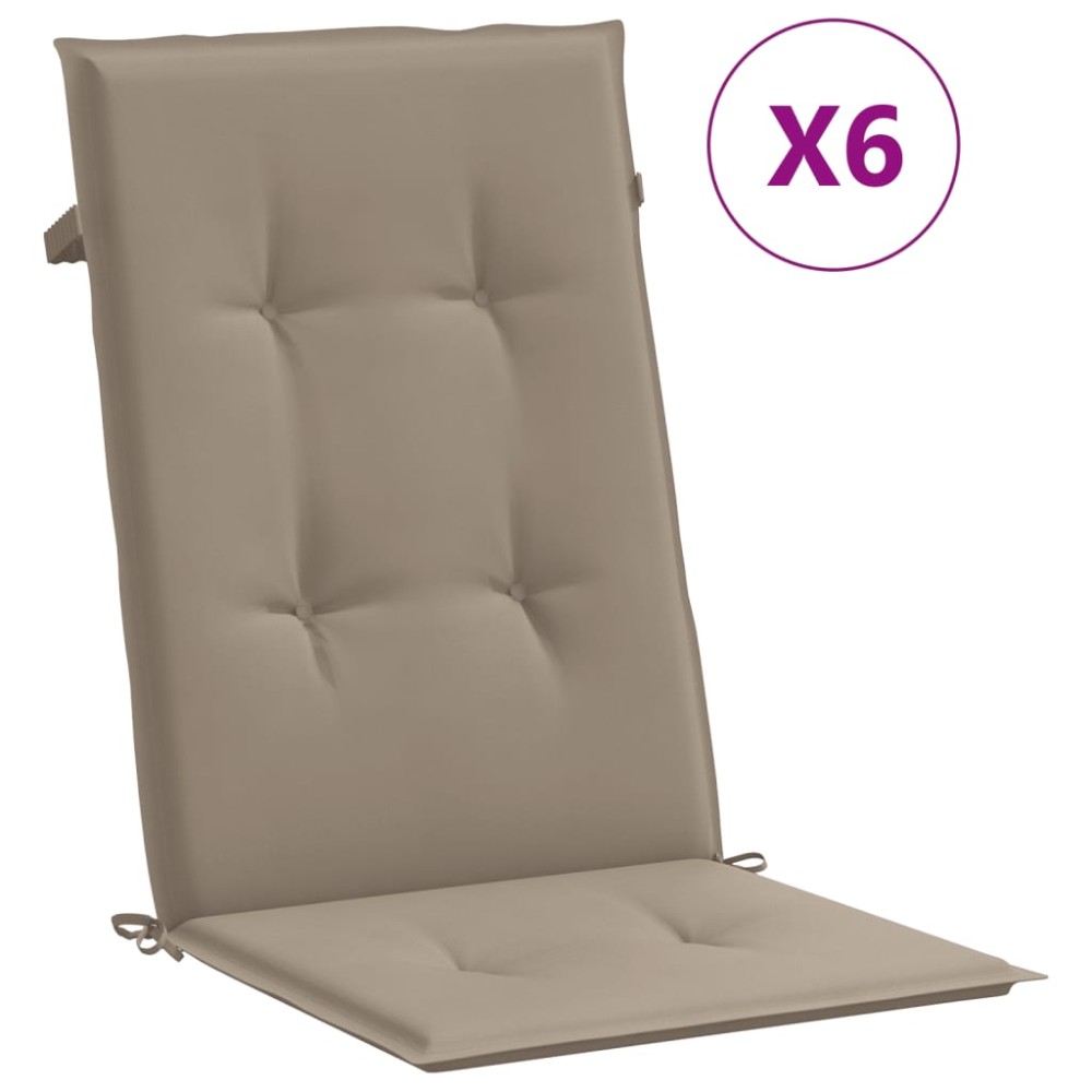 vidaXL Μαξιλάρια Καρέκλας Κήπου με Πλάτη 6 τεμ. Taupe 120x50x3 εκ.