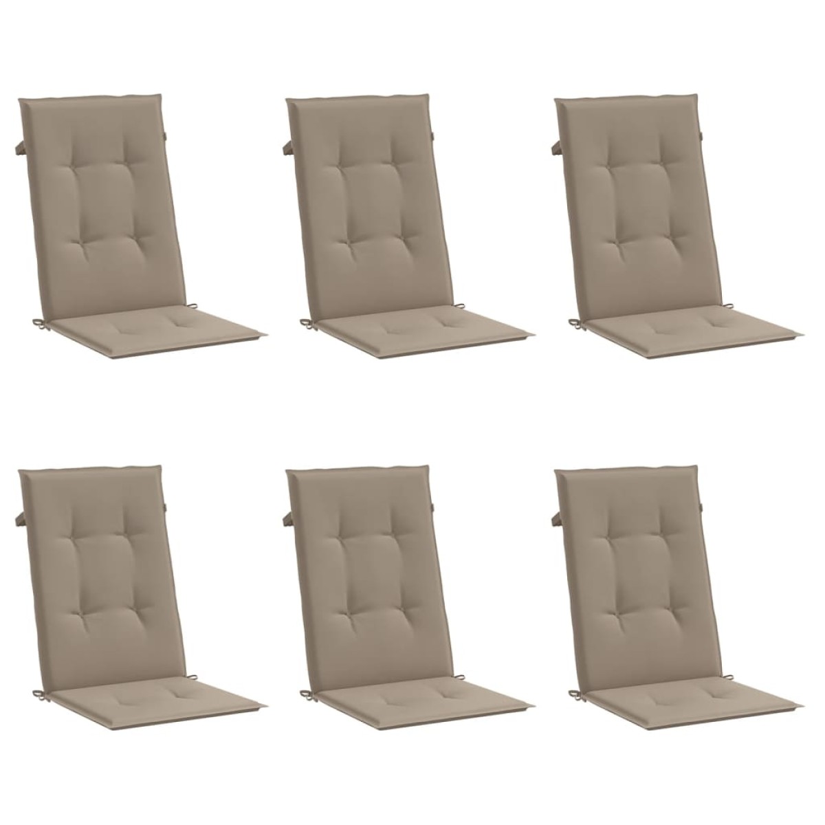 vidaXL Μαξιλάρια Καρέκλας Κήπου με Πλάτη 6 τεμ. Taupe 120x50x3 εκ.