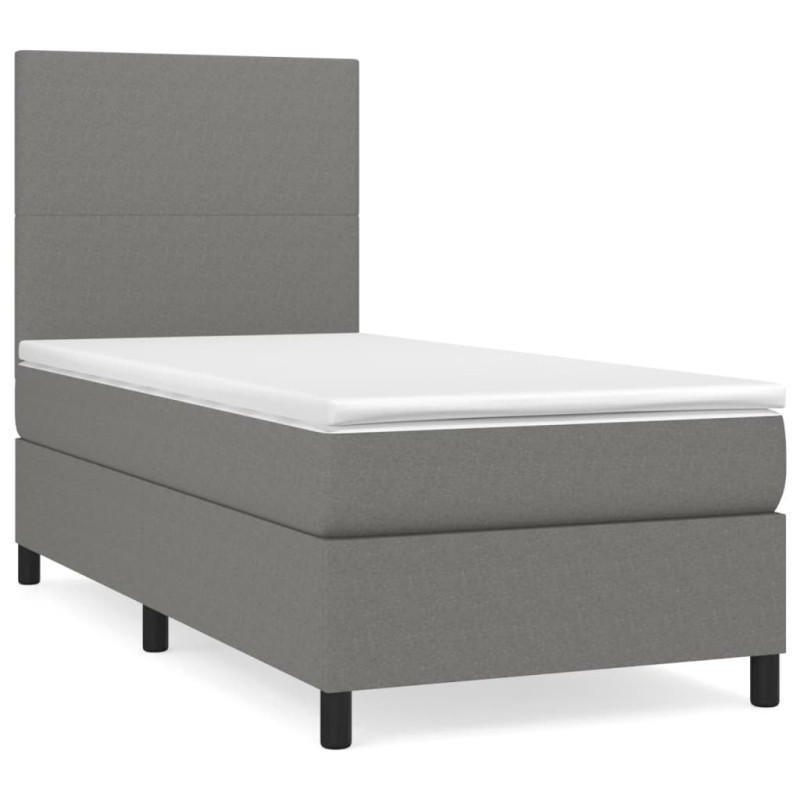 vidaXL Κρεβάτι Boxspring με Στρώμα Σκούρο Γκρι 80x200 εκ. Υφασμάτινο