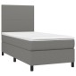 vidaXL Κρεβάτι Boxspring με Στρώμα Σκούρο Γκρι 80x200 εκ. Υφασμάτινο