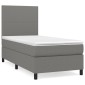 vidaXL Κρεβάτι Boxspring με Στρώμα Σκούρο Γκρι 90x190 εκ. Υφασμάτινο