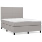 vidaXL Κρεβάτι Boxspring με Στρώμα Ανοιχτό Γκρι 140x190 εκ. Υφασμάτινο