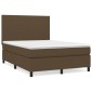 vidaXL Κρεβάτι Boxspring με Στρώμα Σκούρο Καφέ 140x190 εκ. Υφασμάτινο