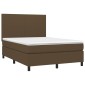 vidaXL Κρεβάτι Boxspring με Στρώμα Σκούρο Καφέ 140x190 εκ. Υφασμάτινο