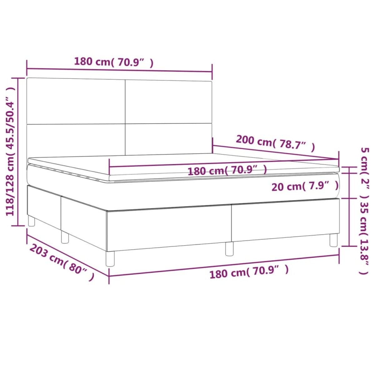 vidaXL Κρεβάτι Boxspring με Στρώμα Taupe 180x200 εκ. Υφασμάτινο