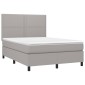 vidaXL Κρεβάτι Boxspring με Στρώμα Ανοιχτό Γκρι 140x190 εκ. Υφασμάτινο