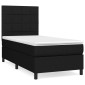 vidaXL Κρεβάτι Boxspring με Στρώμα Μαύρο 90x190 εκ.Υφασμάτινο