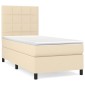 vidaXL Κρεβάτι Boxspring με Στρώμα Κρεμ 90x200 εκ.Υφασμάτινο
