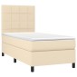 vidaXL Κρεβάτι Boxspring με Στρώμα Κρεμ 90x200 εκ.Υφασμάτινο