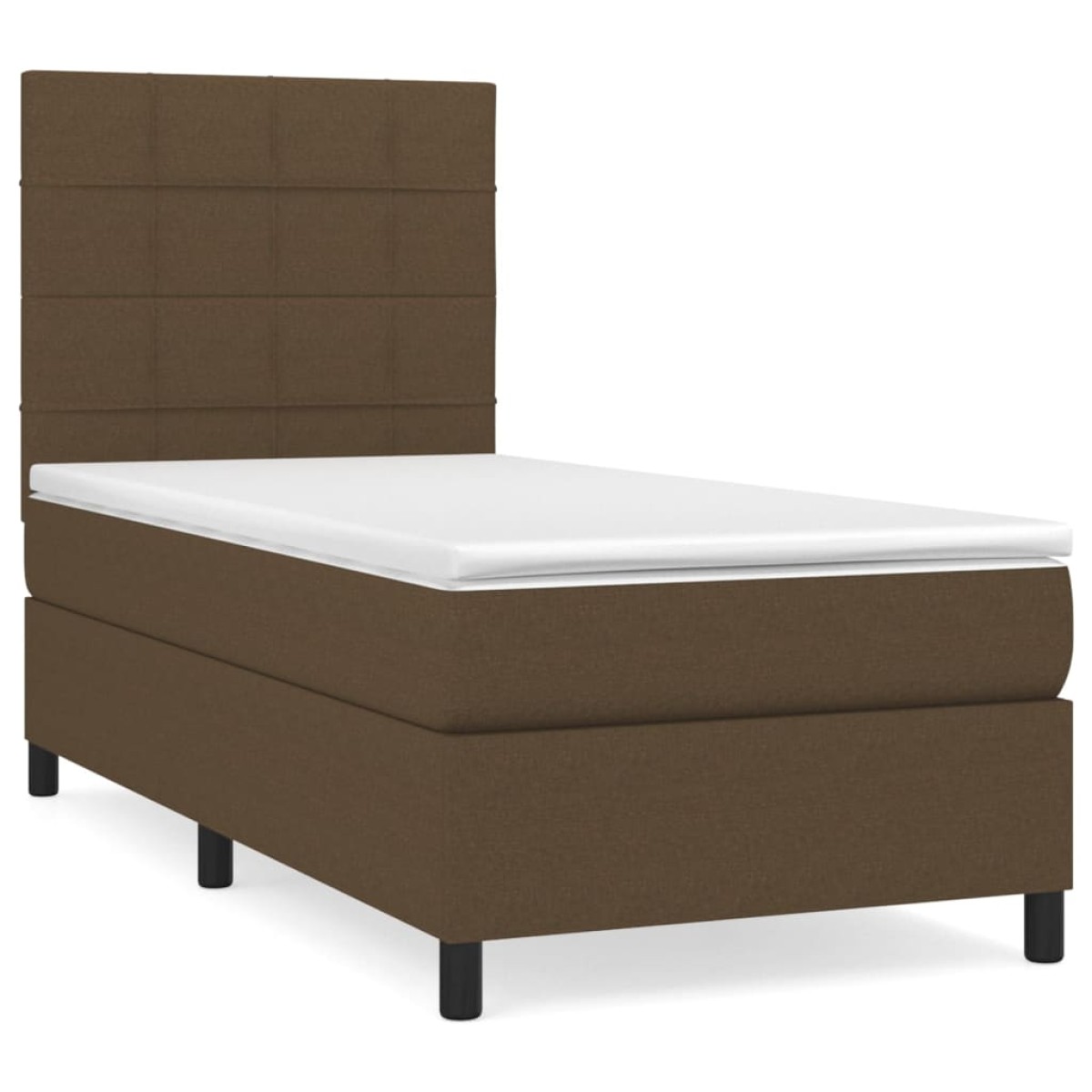 vidaXL Κρεβάτι Boxspring με Στρώμα Σκούρο Καφέ 100x200 εκ. Υφασμάτινο