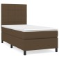 vidaXL Κρεβάτι Boxspring με Στρώμα Σκούρο Καφέ 100x200 εκ. Υφασμάτινο