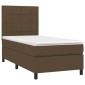 vidaXL Κρεβάτι Boxspring με Στρώμα Σκούρο Καφέ 100x200 εκ. Υφασμάτινο