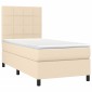 vidaXL Κρεβάτι Boxspring με Στρώμα Κρεμ 100 x 200 εκ. Υφασμάτινο