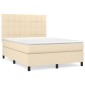 vidaXL Κρεβάτι Boxspring με Στρώμα Κρεμ 140x200 εκ. Υφασμάτινο