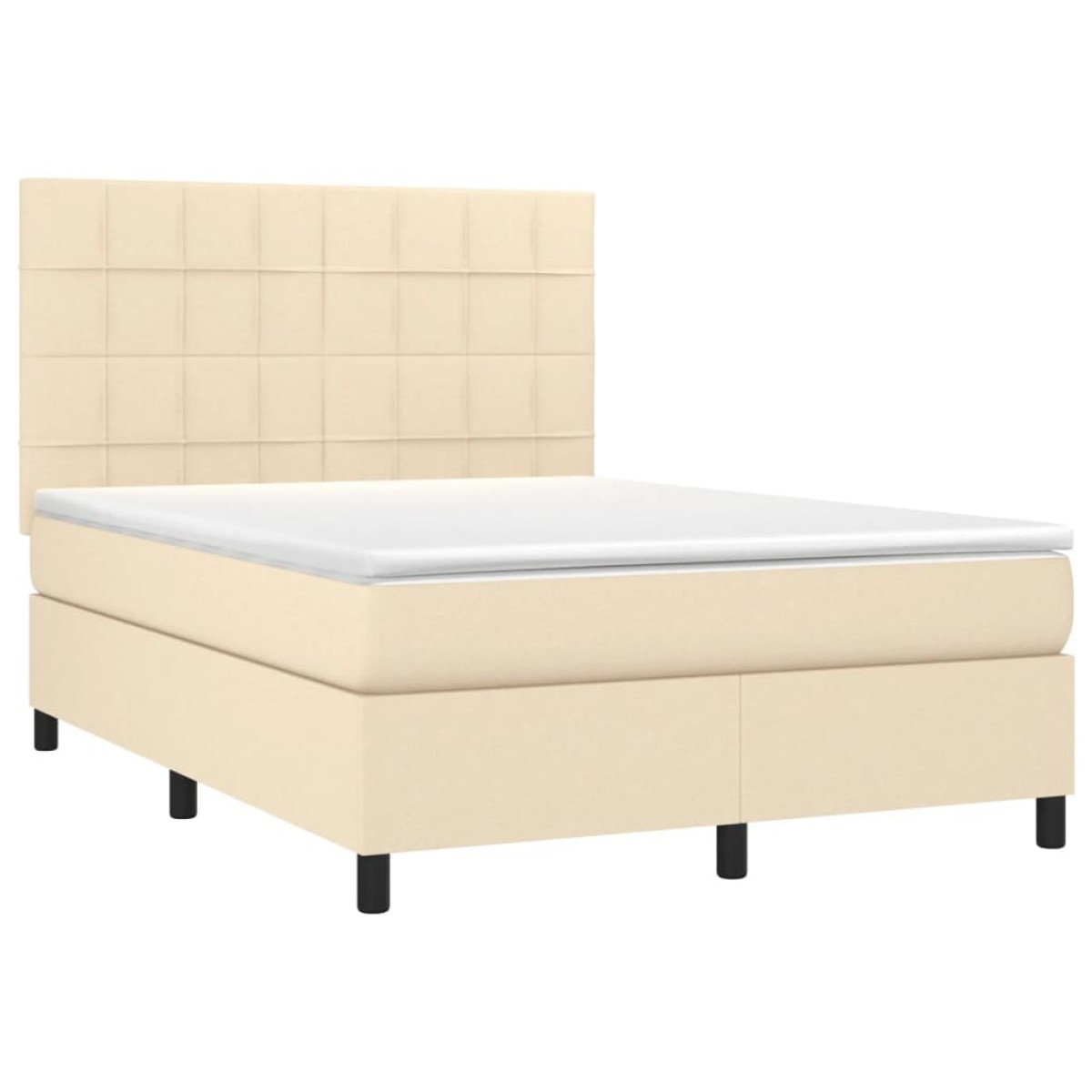 vidaXL Κρεβάτι Boxspring με Στρώμα Κρεμ 140x200 εκ. Υφασμάτινο