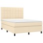 vidaXL Κρεβάτι Boxspring με Στρώμα Κρεμ 140x200 εκ. Υφασμάτινο