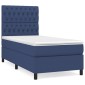 vidaXL Κρεβάτι Boxspring με Στρώμα Μπλε 90x190 εκ.Υφασμάτινο