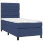 vidaXL Κρεβάτι Boxspring με Στρώμα Μπλε 90x190 εκ.Υφασμάτινο