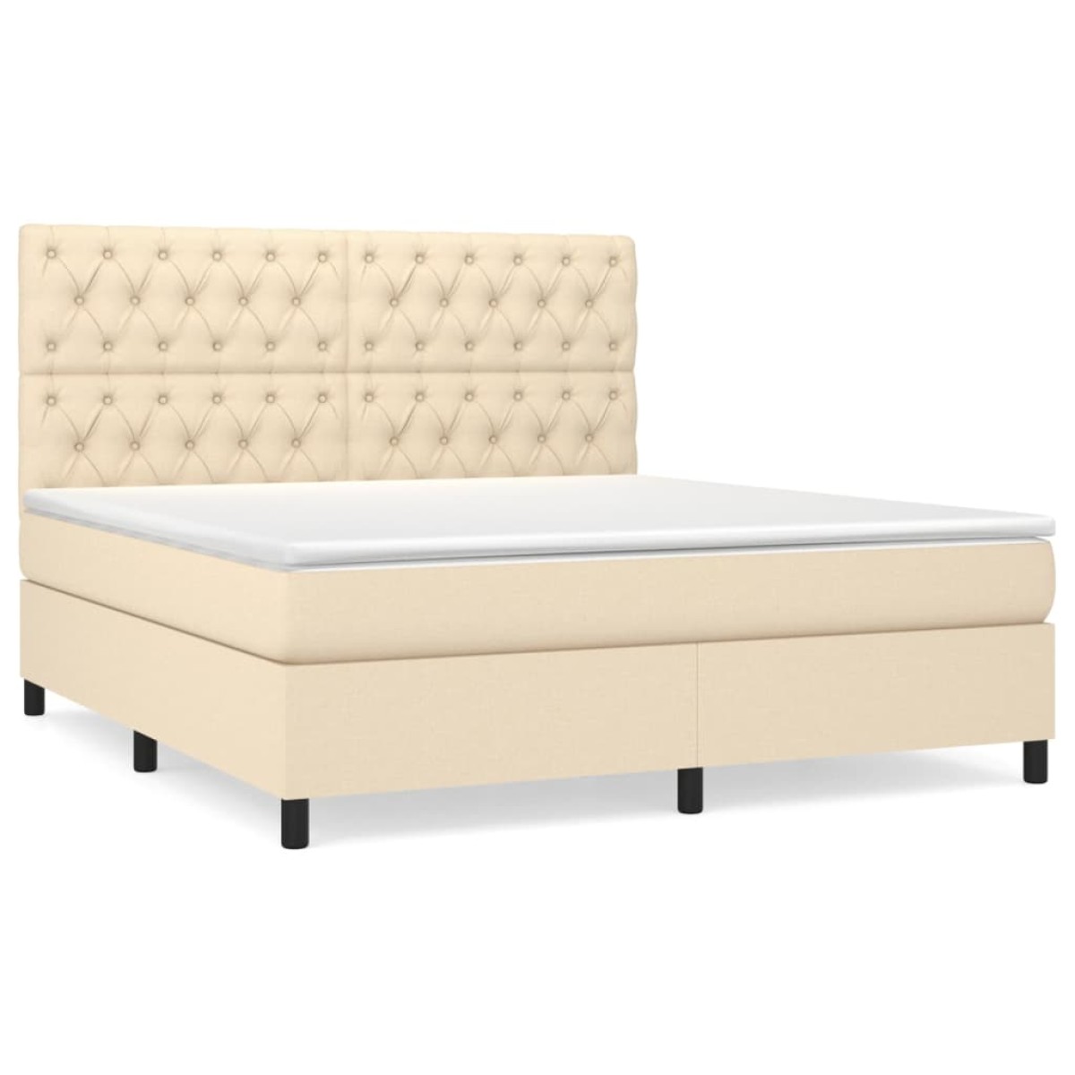 vidaXL Κρεβάτι Boxspring με Στρώμα Κρεμ 160x200 εκ. Υφασμάτινο