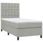 vidaXL Κρεβάτι Boxspring με Στρώμα Ανοιχτό Γκρι 90x190 εκ. Υφασμάτινο