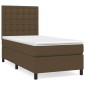 vidaXL Κρεβάτι Boxspring με Στρώμα Σκούρο Καφέ 100x200 εκ. Υφασμάτινο