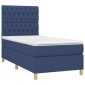 vidaXL Κρεβάτι Boxspring με Στρώμα Μπλε 90x200 εκ.Υφασμάτινο
