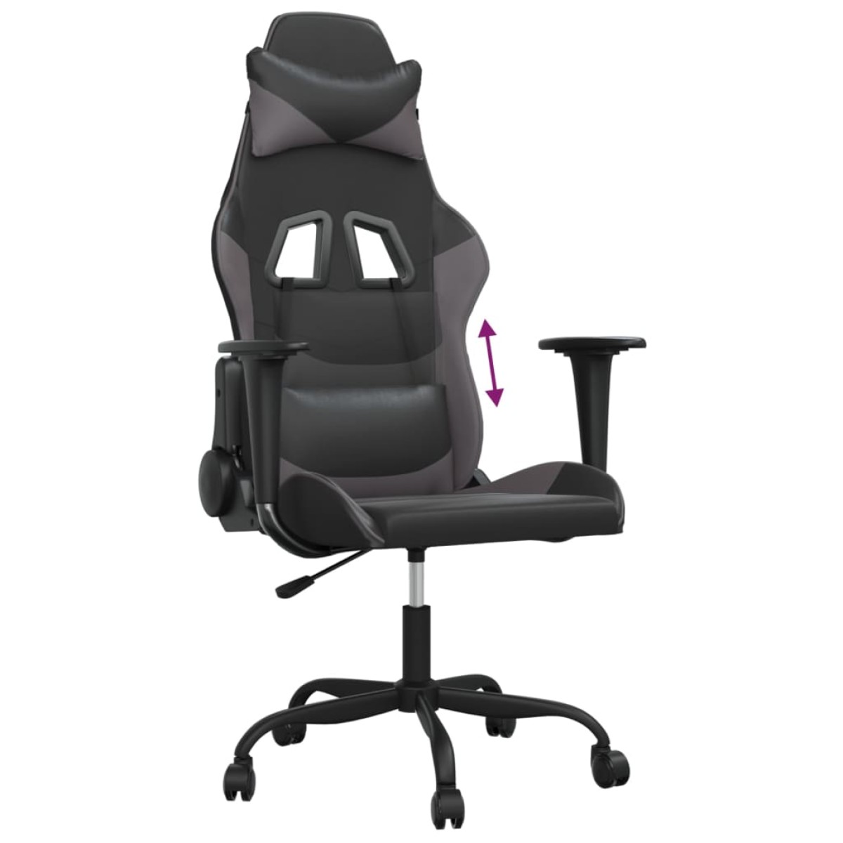 vidaXL Καρέκλα Gaming Μαύρο/Γκρι από Συνθετικό Δέρμα